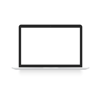Black laptop mock up with soft shadow. Vector