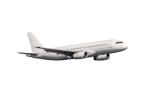 белый реактивный самолет среднего размера - off balance стоковые фото и изображения