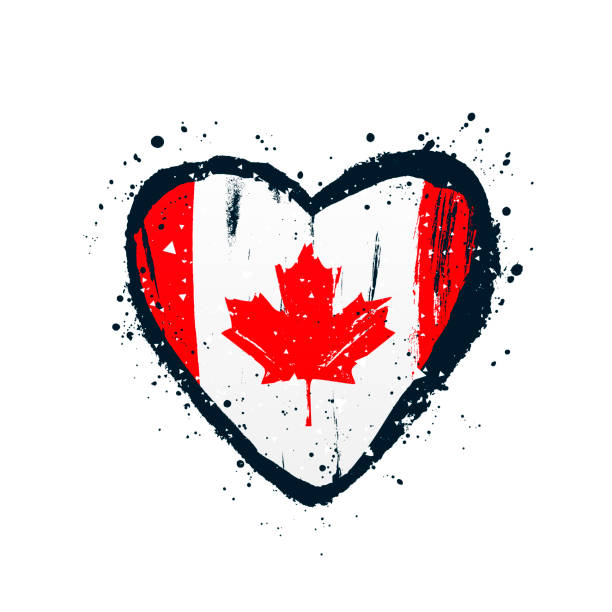 istock Canadian flag in the form of a big heart. Vector illustration 1145973030