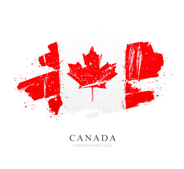 istock Flag of Canada. Vector illustration on white background. Brush strokes drawn by hand. 1145973044