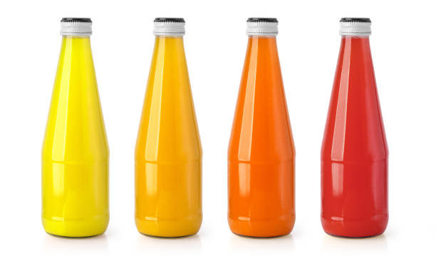 istock Orange juice glass bottle. Isolated 1145973818