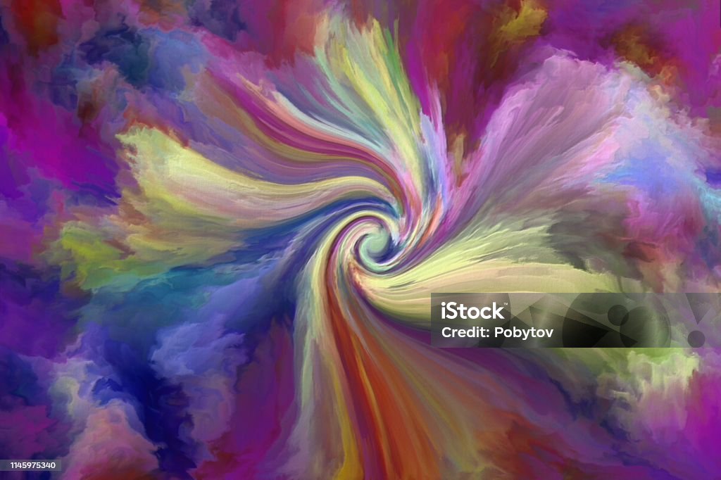 Color in motion, metaphor on the subject of design, creativity and imagination abstract painted background, digital and watercolor painting Paint stock illustration