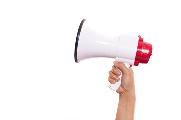 istock Hand Holding Megaphone Isolated on White Background 1145978836