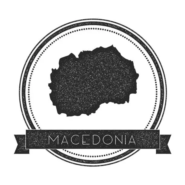 Vector illustration of Retro distressed Macedonia, the Former Yugoslav Republic Of badge with map.