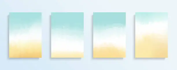 Vector illustration of Summer beach backgrounds set. Color gradient patterns. Templates set for brochures, posters, banners and cards.