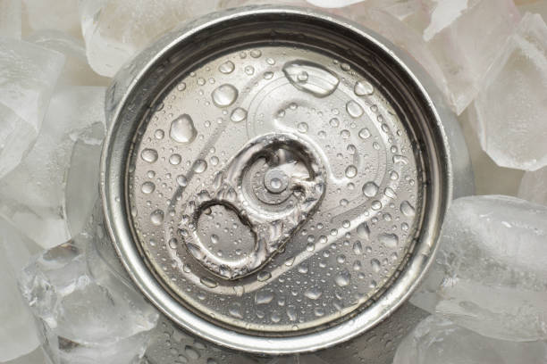 istock Cold drink in metal can top view 1145984119