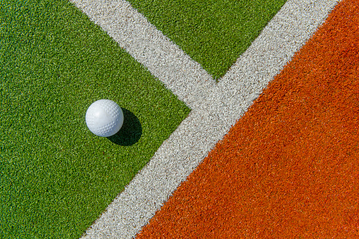 White Dimple Hockey Ball On Astro Turf Stock Photo - Download Image Now -  Field Hockey, Activity, Bleachers - iStock