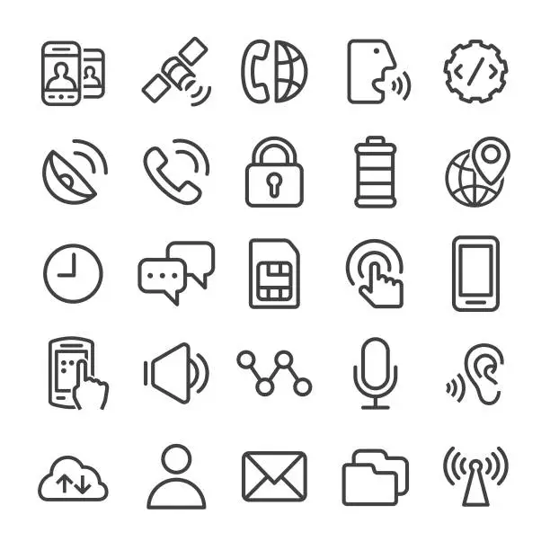 Vector illustration of Mobile Setting Icons - Smart Line Series