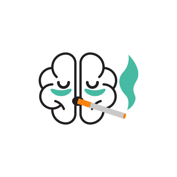 ilustrações, clipart, desenhos animados e ícones de ícone de fumo do cérebro - ideas tobacco product addiction anti smoking