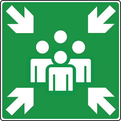 Muster point  - exit and evacuation signs - assembly point