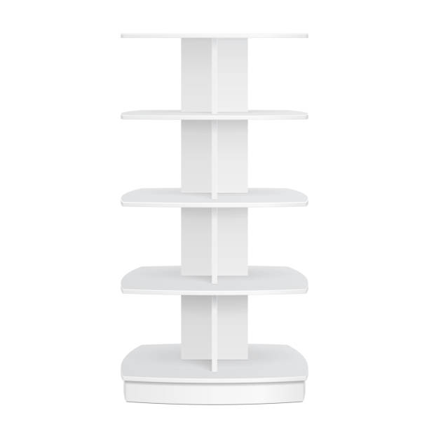 istock Square Rounded POS POI Cardboard Floor Display Rack For Supermarket Blank Empty Displays. Products Mock Up On White Background Isolated. Ready For Your Design. Product Advertising. Vector EPS10 1145991993
