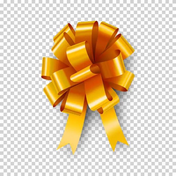 Vector illustration of Yellow een bow with ribbon element