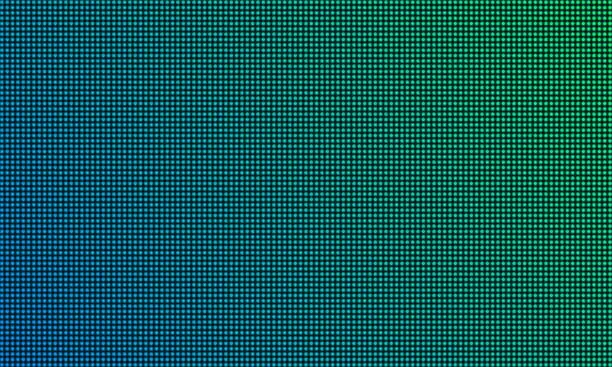 Vector illustration of LED TV screen monitor with diode light texture background. Vector video wall digital led tv display with gradient color mesh pattern