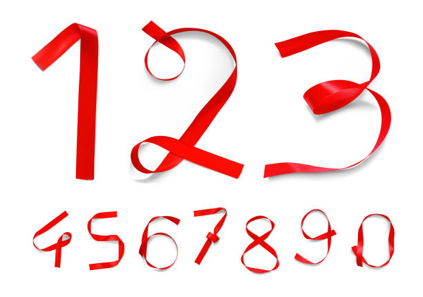 istock Set of red ribbon numbers on white background. 1146002742
