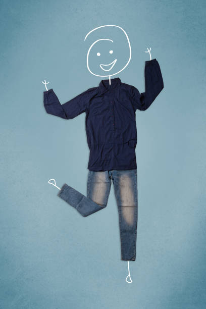 istock Placed clothes in action with woman drawing 1146007968