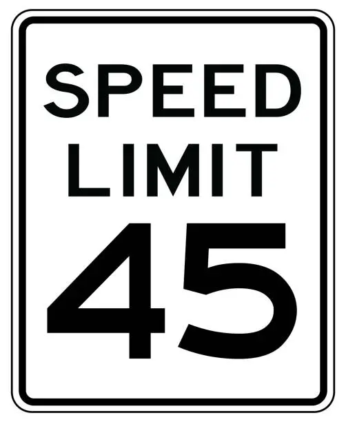 Vector illustration of American road sign in the United States of America: speed limit at 35 mp / h- speed limited to thirty five miles per hours
