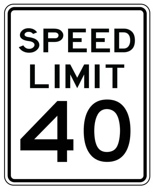 Vector illustration of American road sign in the United States of America: speed limit at 35 mp / h- speed limited to thirty five miles per hours