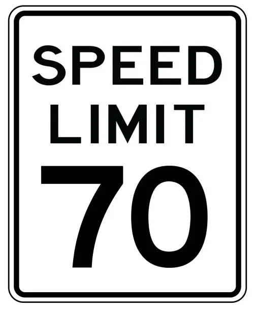 Vector illustration of American road sign in the United States of America: speed limit at 35 mp / h- speed limited to thirty five miles per hours