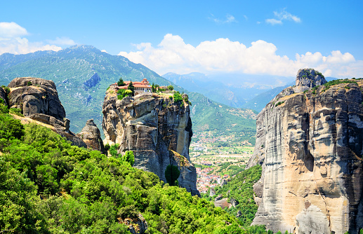Monastery of the Holy Trinity (1475-76), Meteora, Greece. The monastery was featured in the 1981 James Bond film, 