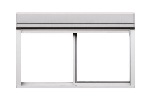 istock Sliver metal window frame isolated on white background 1146013020