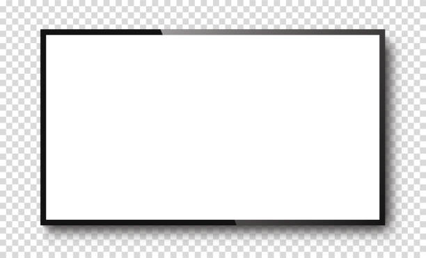 一個孤立的 baskgound 上的逼真電視螢幕。3d 空白 led 顯示器-庫存向量。 - large 幅插畫檔、美工圖案、卡通及圖標