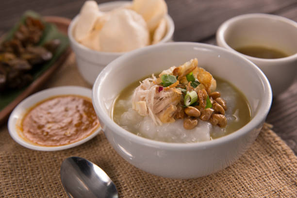 istock bubur ayam. chicken porridge with soup 1146014889
