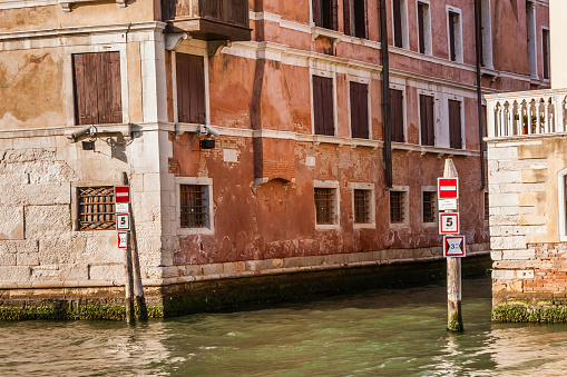 The traffic signs on the Venetian canals