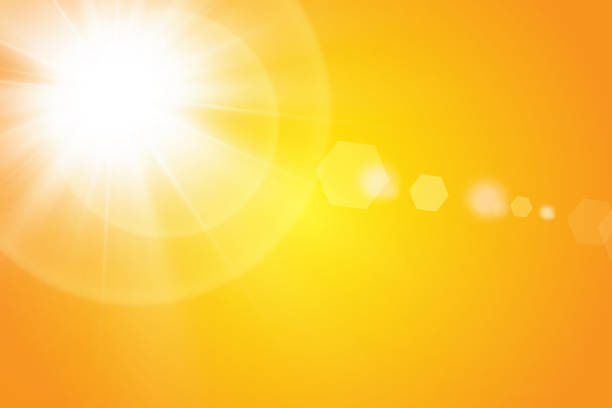 istock Warm sun on a yellow background. Leto.bliki solar rays 1146017210