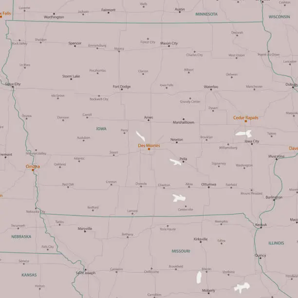 Vector illustration of Des Moines Iowa Area Vector Map