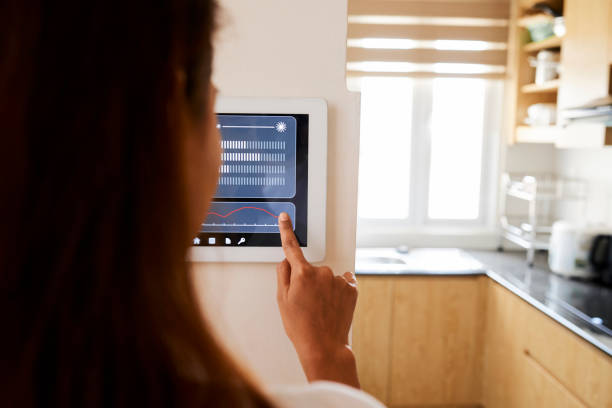 istock Woman making setting of her home with online application 1146021525