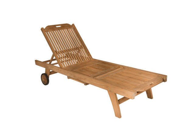 istock Poolside wooden lounge chair 1146021575