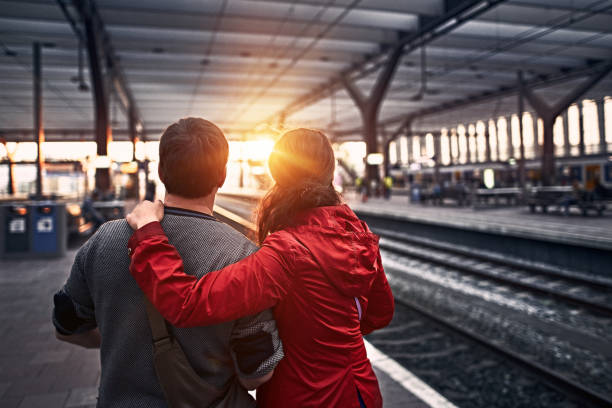 Tourists waiting for the train at Railway station. Rotterdam, Netherlands