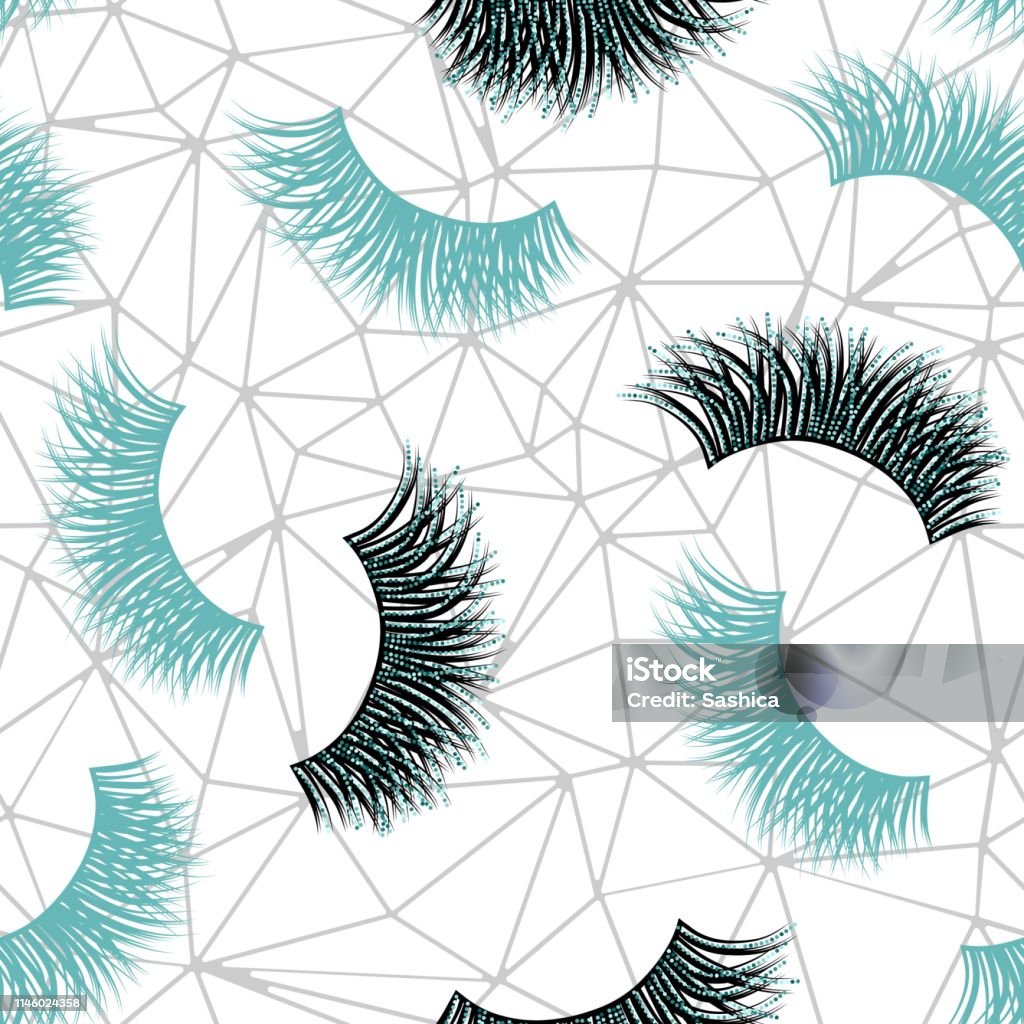 Seamless Vector Pattern With Lashes And Glitter Effect Stock ...