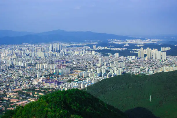 The image of cityscape from the top of Apsan mountain in Daegu, Korea.