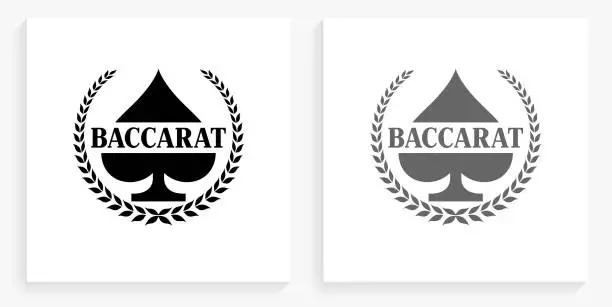 Vector illustration of Baccarat Black and White Square Icon