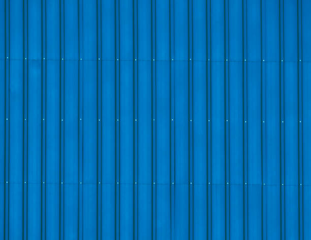 istock Beautiful background stainless steel corrugated sheet closeup with brushed textures in blue color 1146028515