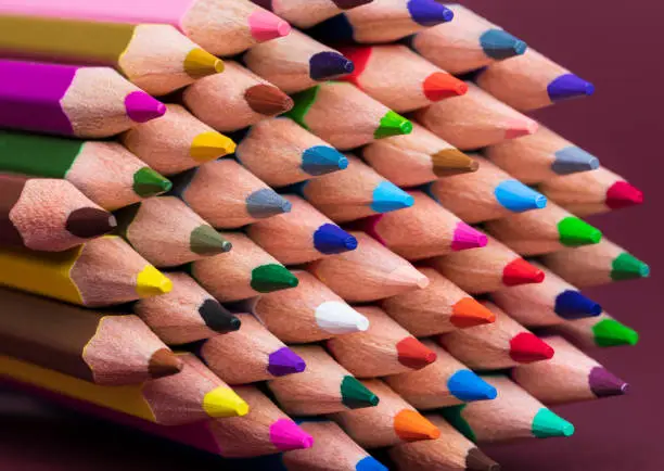 Photo of Close Up of Multi-Coloured Pencil Tips