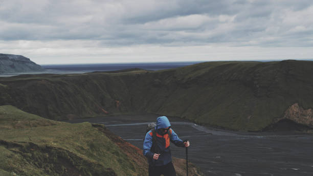 istock Nordic walking in volcanic landscape 1146034639
