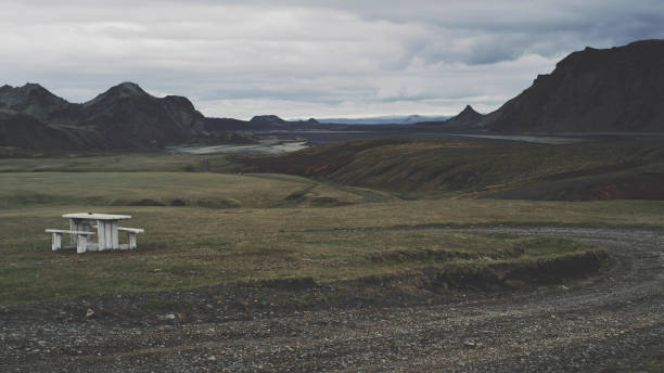 istock Volcanic landscape. Moss covered mountains 1146034674