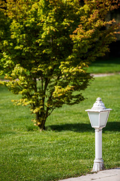 Garden Lamp on Grass in Garden in Turkey.