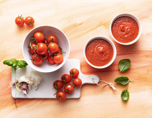 Soups: Tomato Soup and Ingredients Still Life