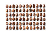 Loose coffee beans isolated on a white background