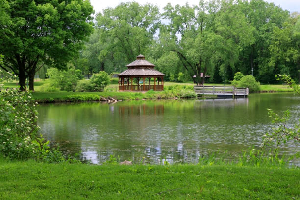 istock Midwest nature background with city park view. 1146041907