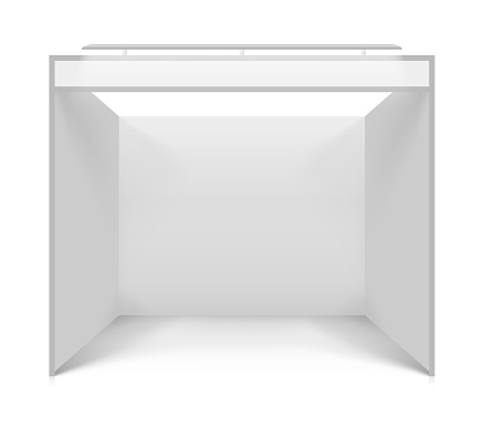 Blank white trade stand. Illustration isolated on white background. Graphic concept for your design