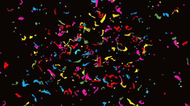 istock Colorful Confetti On black Background. Celebration & Party backgrop 1146044119
