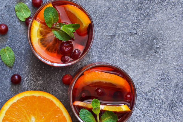istock Hot cranberry tea with orange, mint and spices. 1146044430