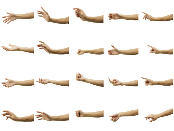 Multiple of man's hand gesture isolated on white background. Carefully cut out by pen tool and insert a clipping path. Multiple of man's hand gesture isolated on white background. Carefully cut out by pen tool and insert a clipping path. man hand down stock pictures, royalty-free photos & images