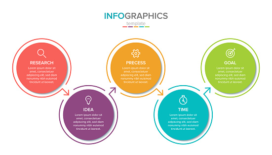 Vector infographic label template with icons. 5 options or steps. Infographics for business concept. Can be used for info graphics, flow charts, presentations, web sites, banners, printed materials