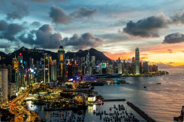 istock Hong Kong Victoria Harbor from Air 1146049467
