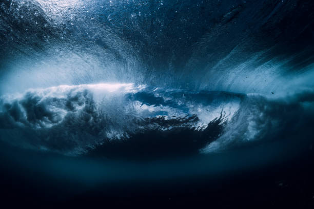 istock Barrel wave underwater with air bubbles. Ocean in underwater 1146049616